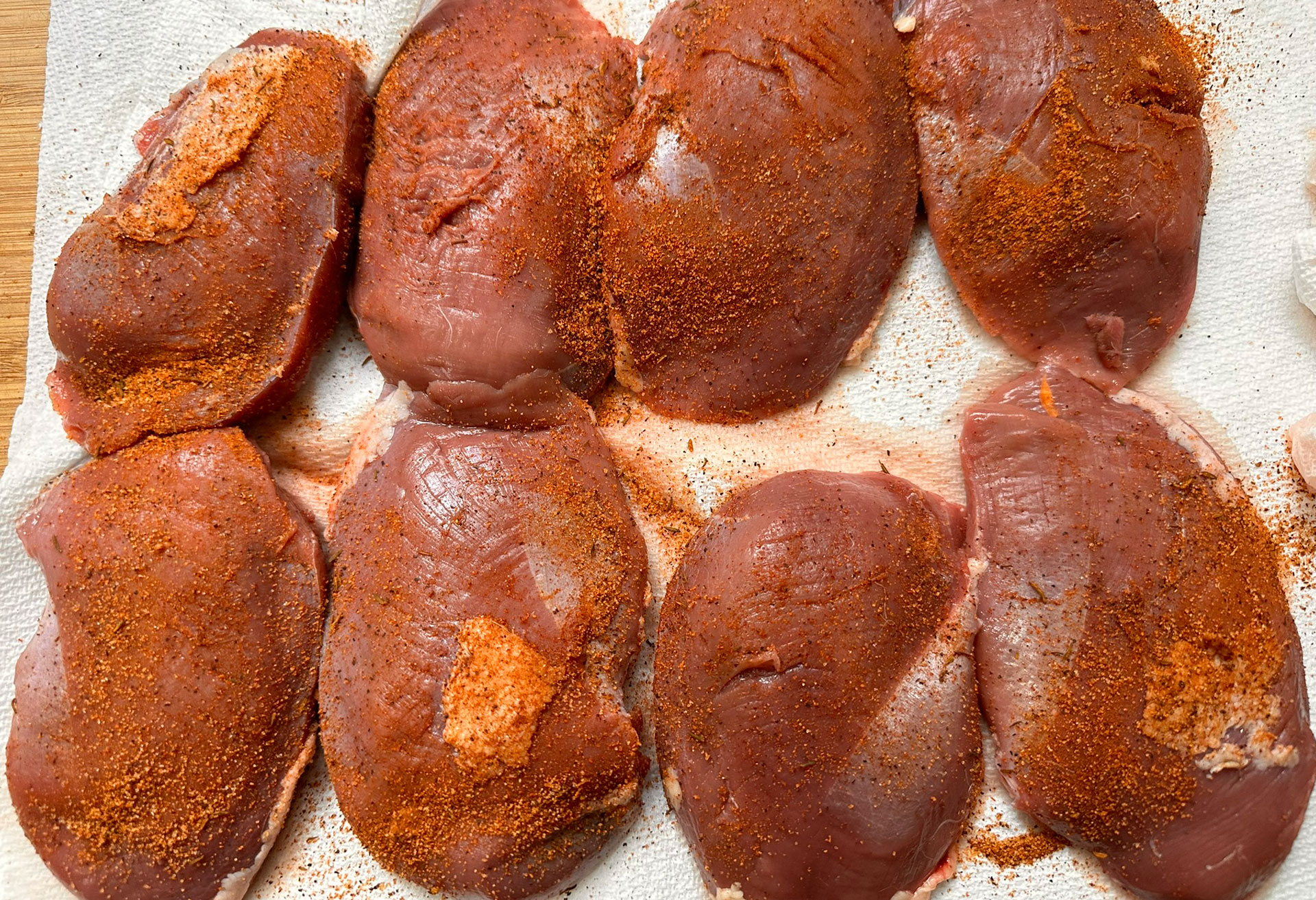 Seasoned goose breasts