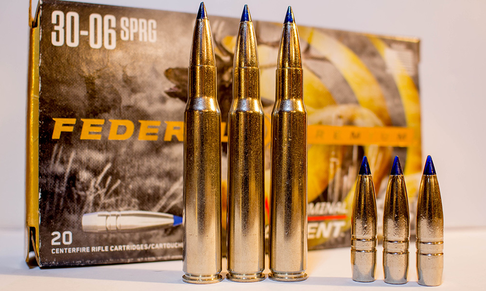 Federal .30-06 Springfield Terminal Ascent ammunition and bullets.
