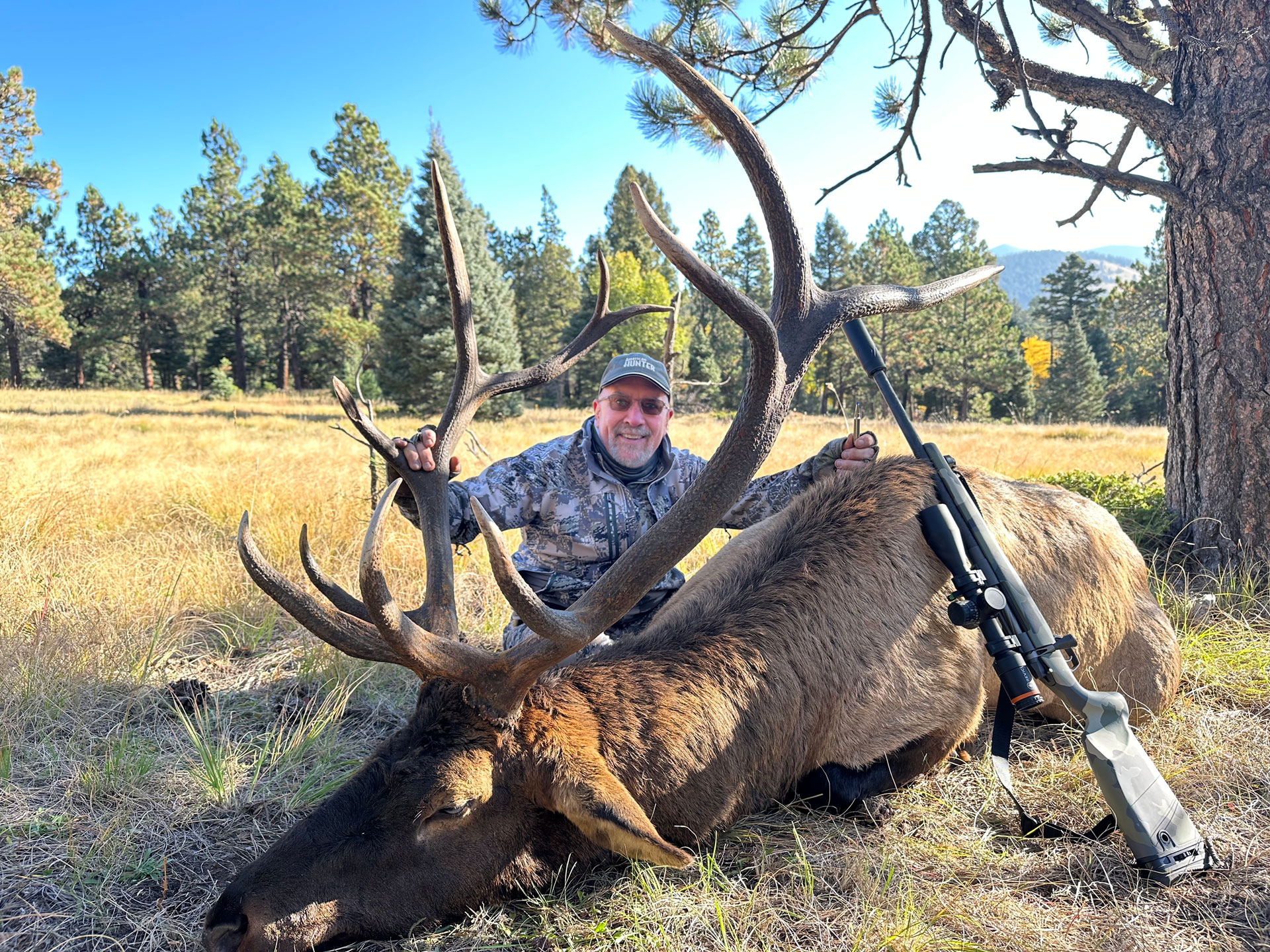 The author’s New Mexico bull fell to a single 170-grain Terminal Ascent fired from 250 yards across a meadow just moments into a five-day hunt.