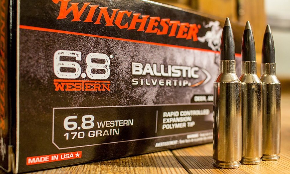 Winchester 6.8 Western Ballistic Silvertip 170-grain ammunition.