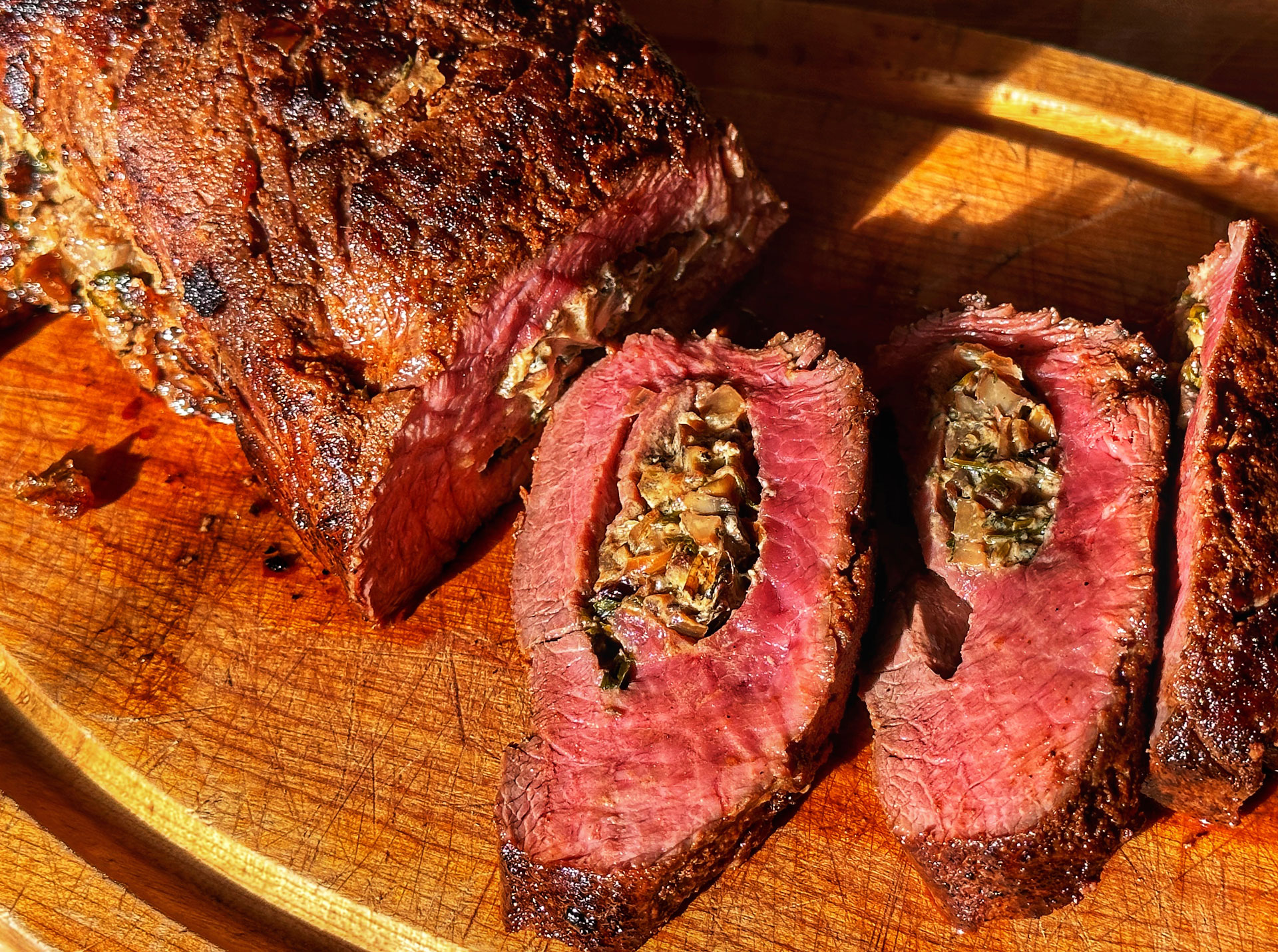 Stuffed Venison Loin, sliced