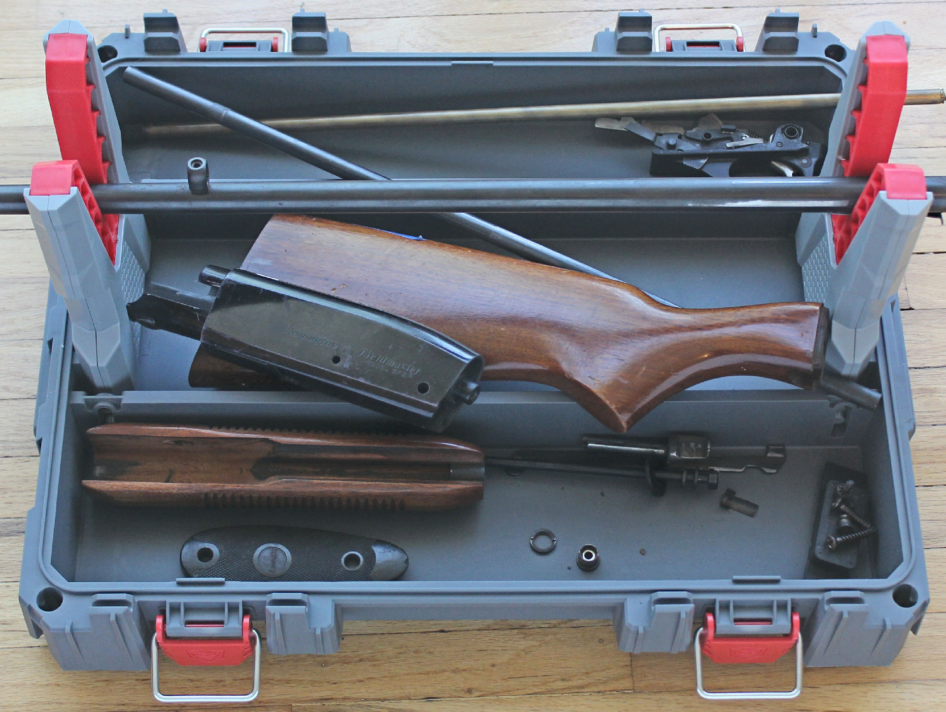 Remington 572 and stock in tray