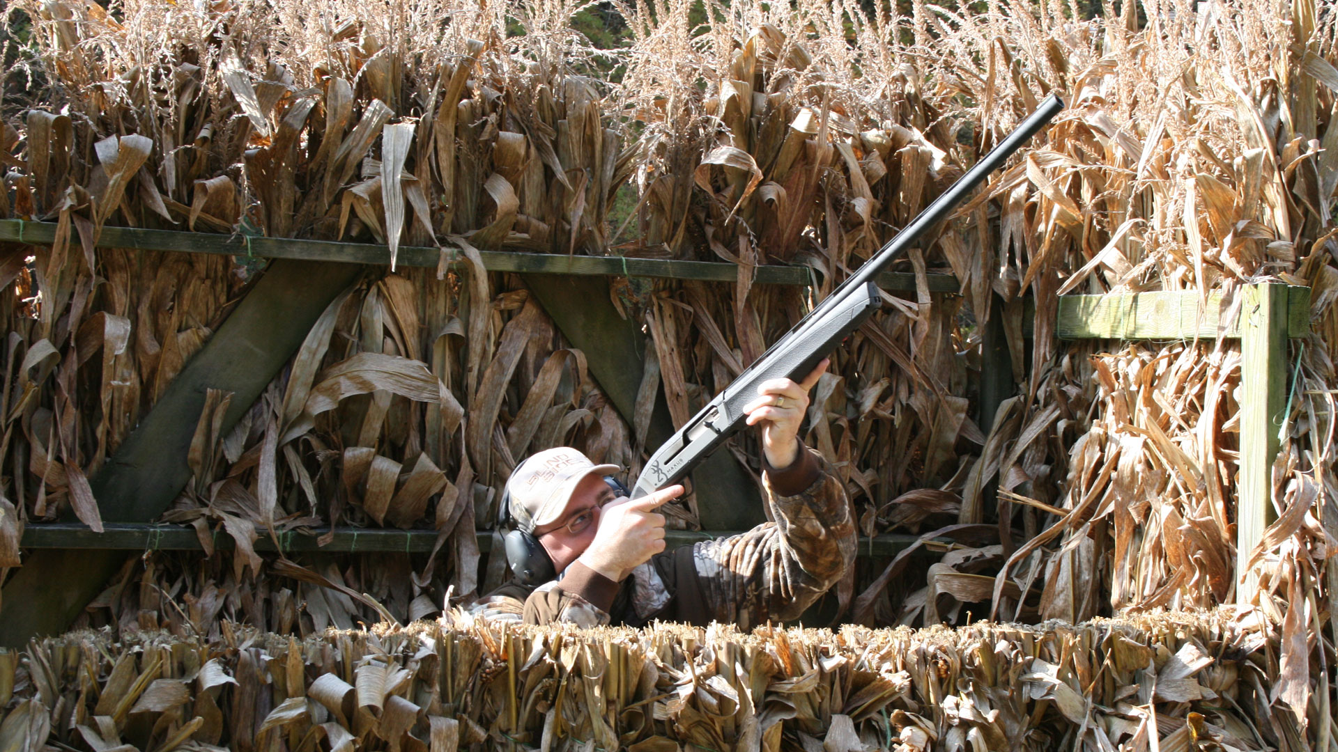 Hunter in blind