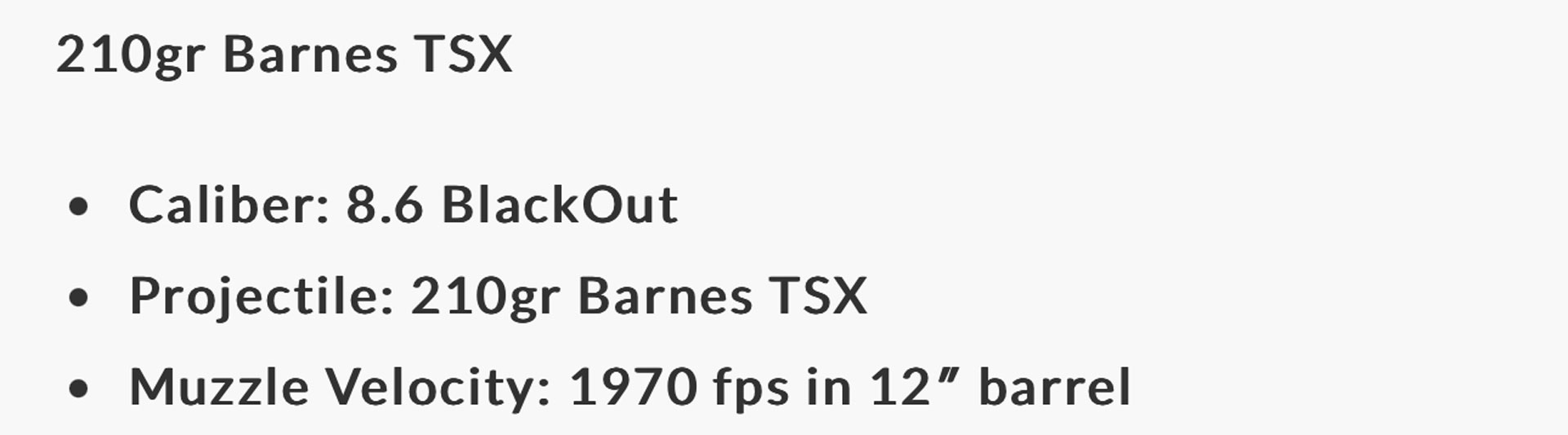 210 Grain Barnes TSX specs