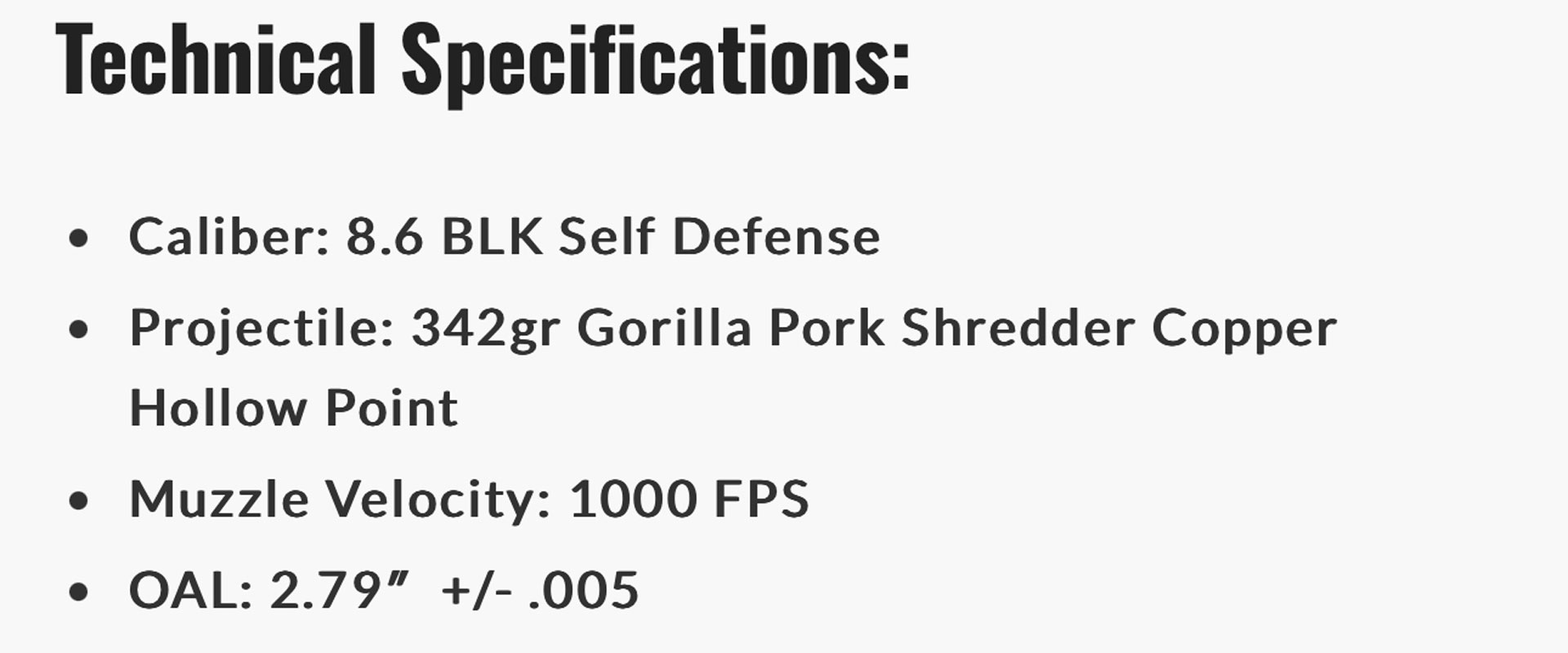 8.6 BLK tech specs