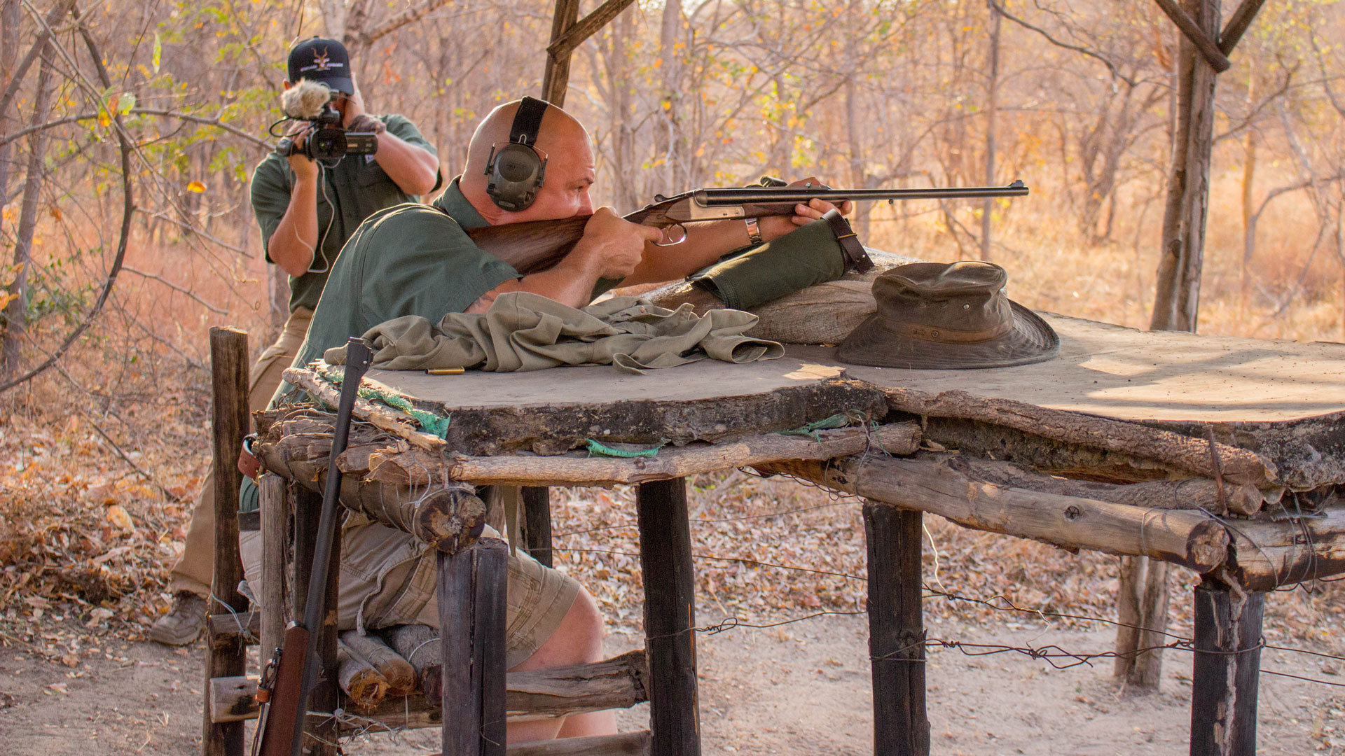 The author at the bench in Zimbabwe with his Heym Model 89b in 470 NE; with a rifle which produces this level of recoil, stock fit is imperative for accurate shooting.