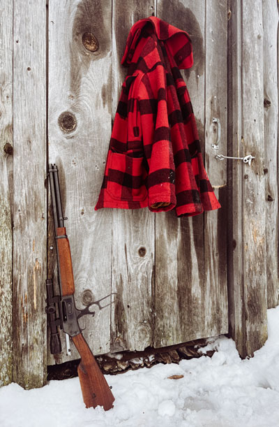 Marlin 336 and red plaid coat