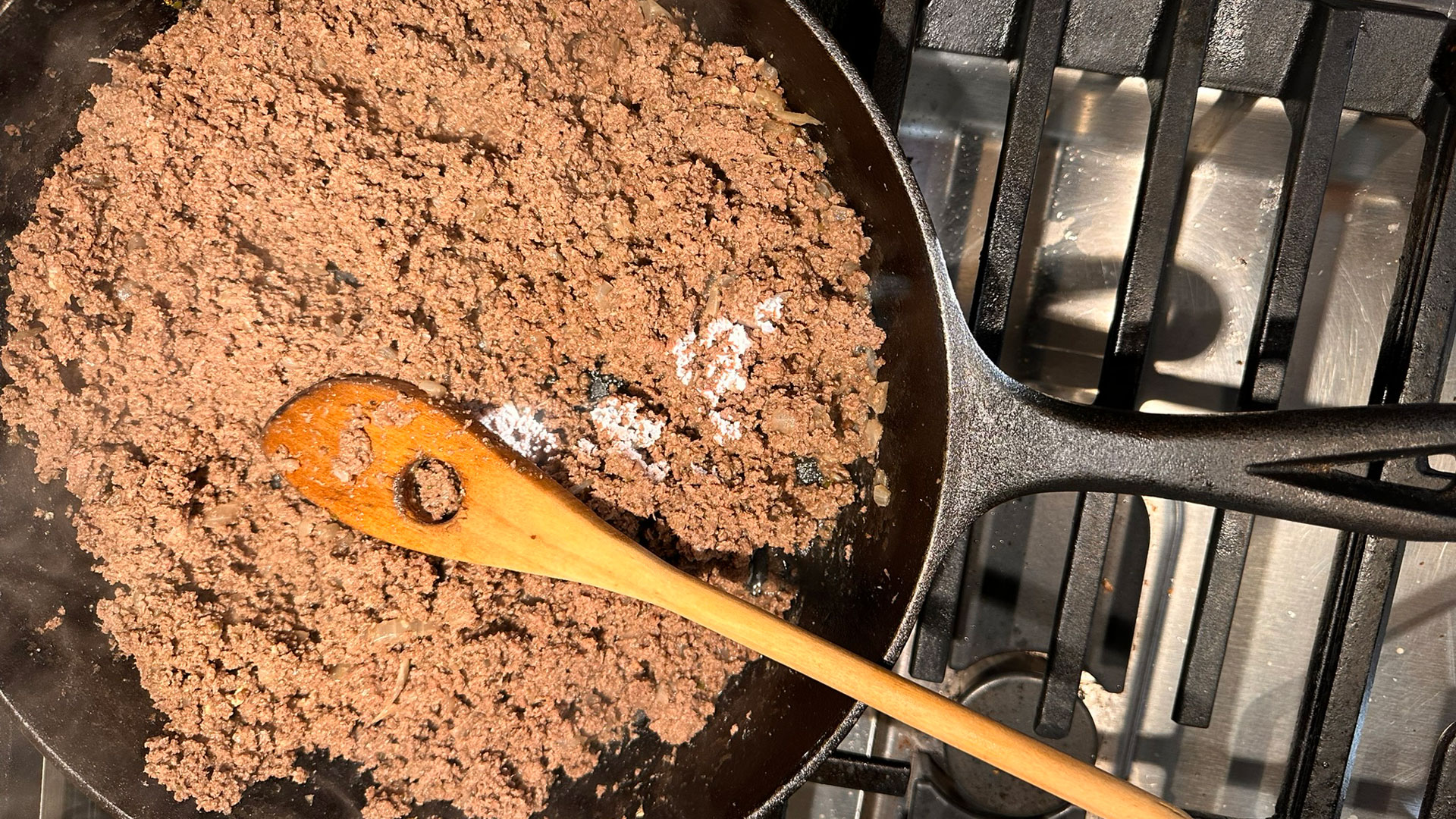 Ground beef in pan