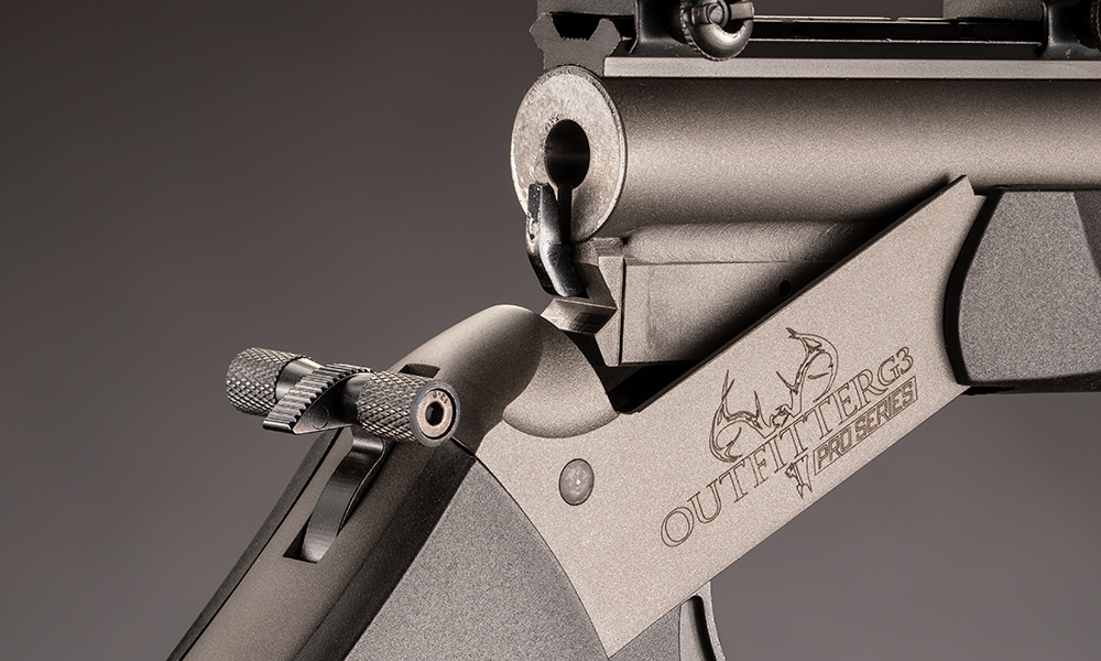 Traditions Outfitter G3 Pro Series single-shot rifle action open.