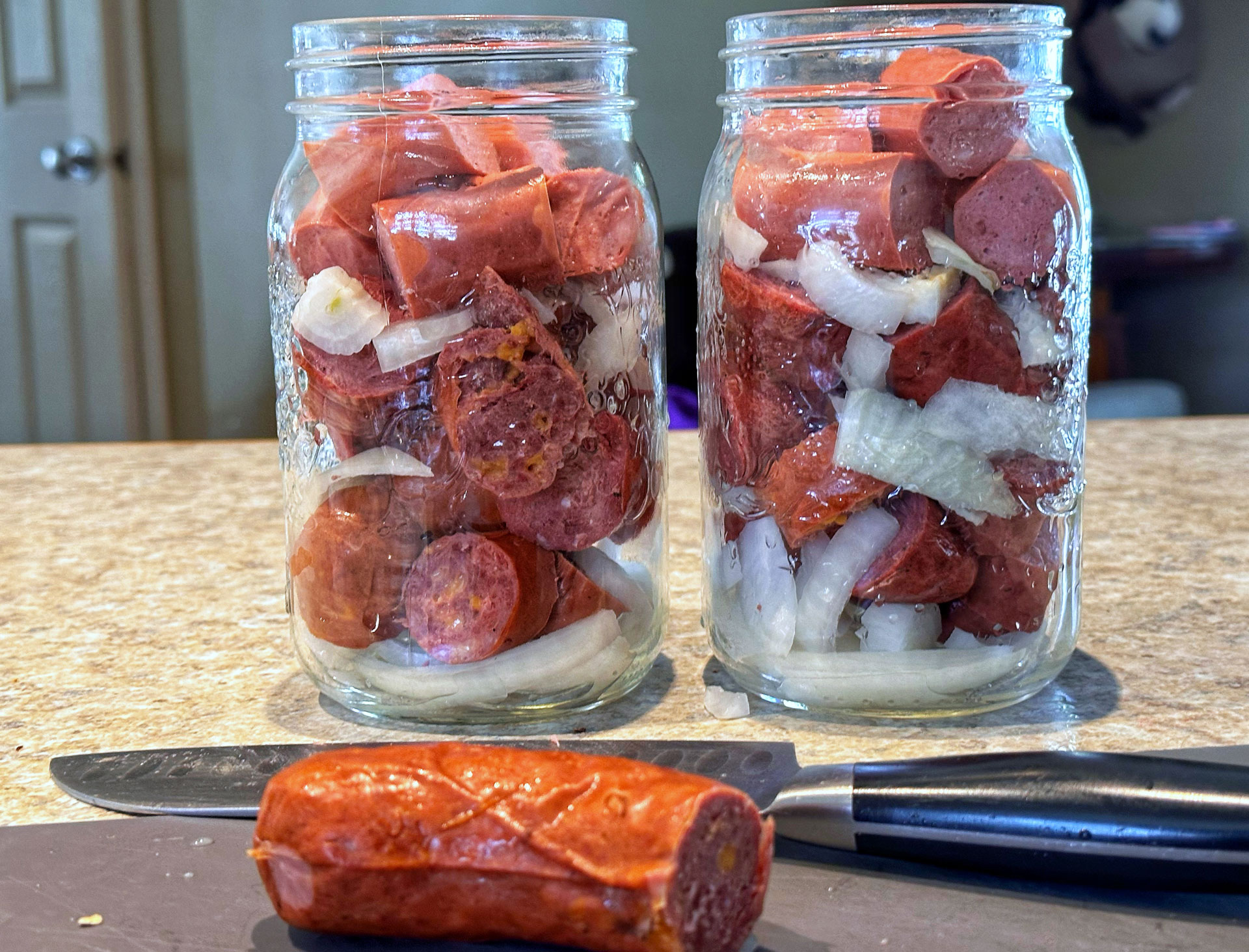 Pickled Sausage in jars