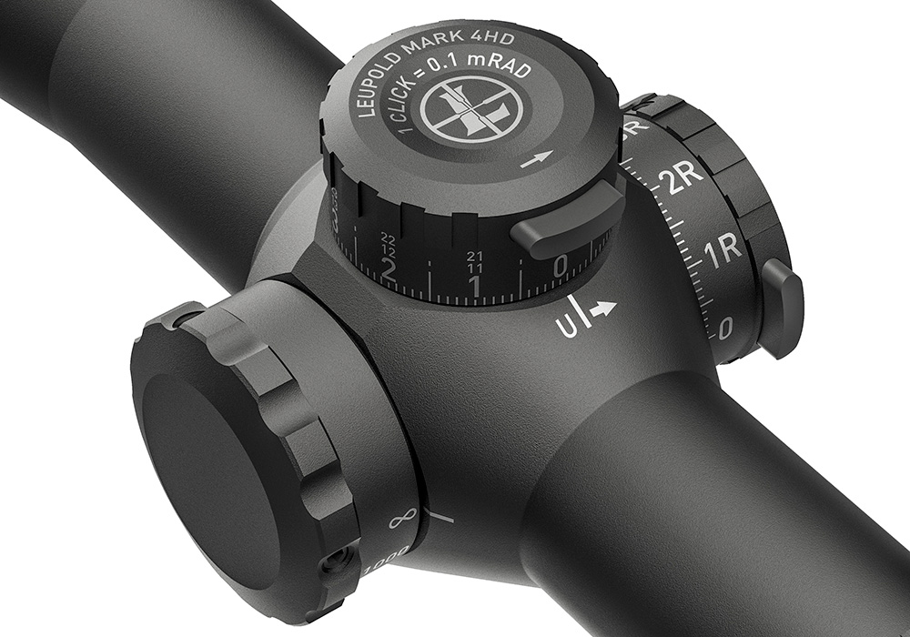 Leupold Mark 4HD 6-24X52 Riflescope adjustment dials.